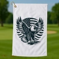 Eagle With American Flag Golf Towel thumb 1