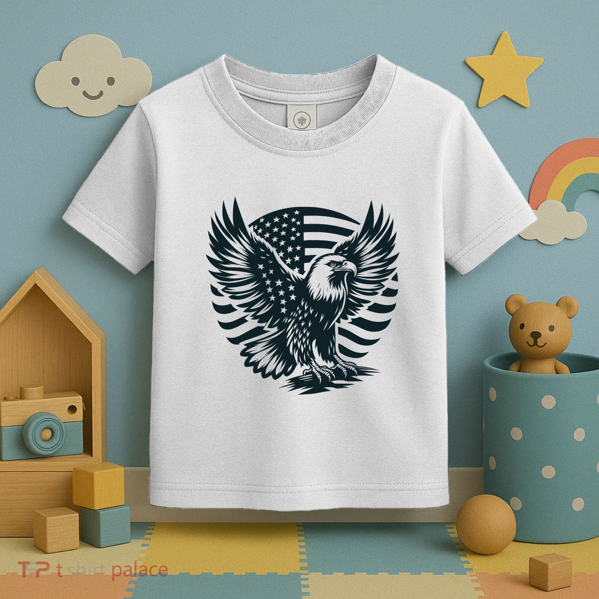 Eagle With American Flag Toddler T-Shirt