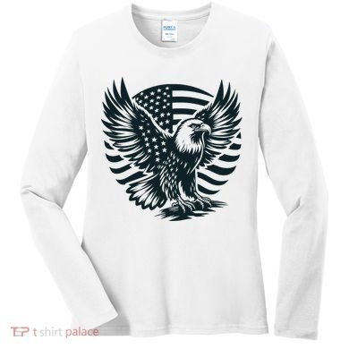Eagle With American Flag Women's Long Sleeve Shirt