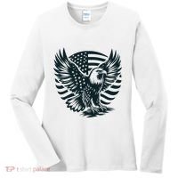 Eagle With American Flag Women's Long Sleeve Shirt thumb 0