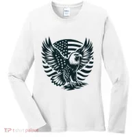 Eagle With American Flag Women's Long Sleeve Shirt thumb 0