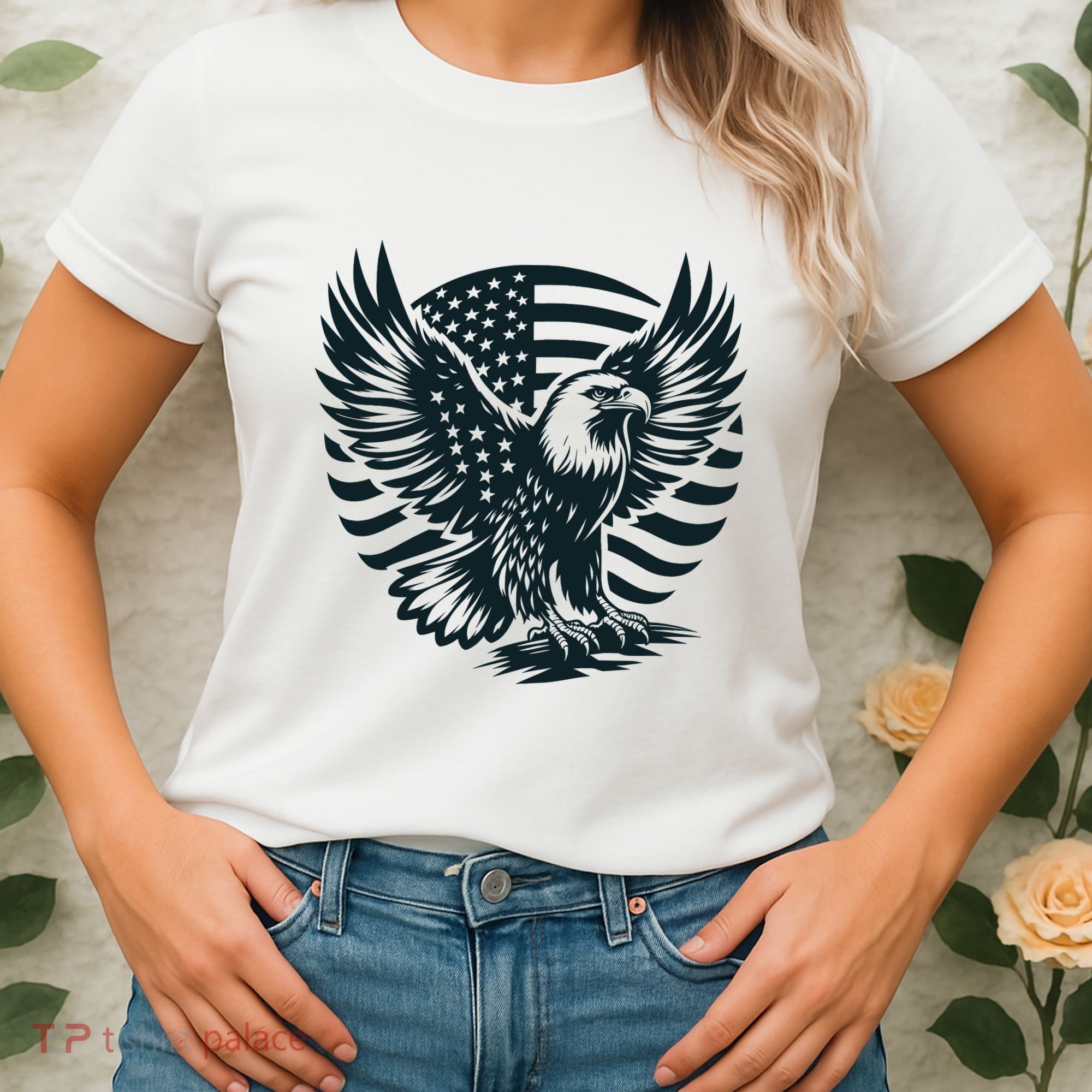 Eagle With American Flag Women's T-Shirt