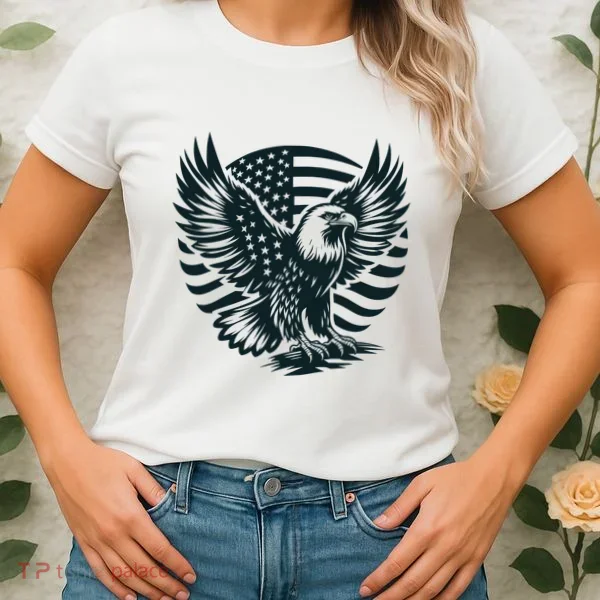 Eagle With American Flag Women's T-Shirt