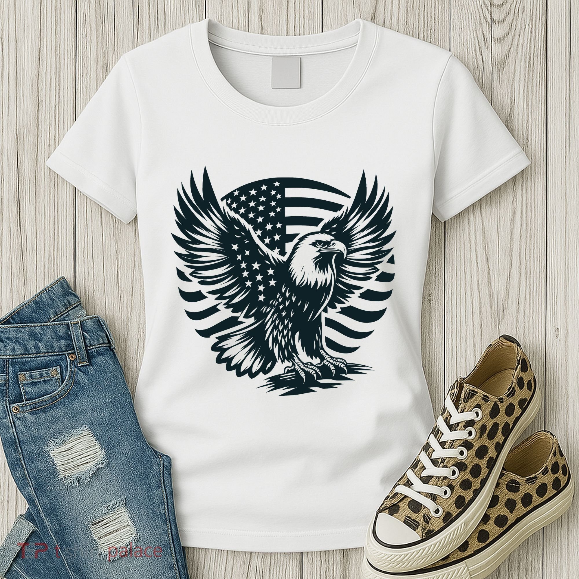 Eagle With American Flag Women's T-Shirt