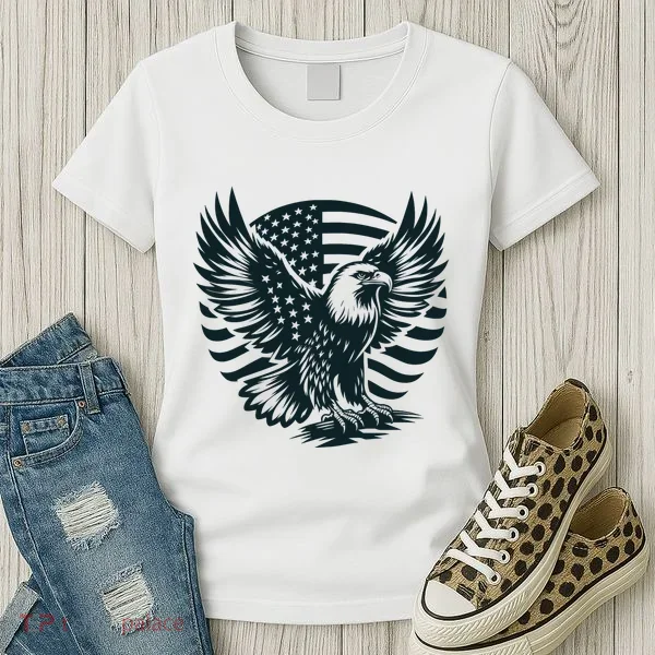Eagle With American Flag Women's T-Shirt