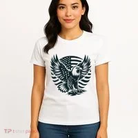 Eagle With American Flag Women's T-Shirt thumb 4