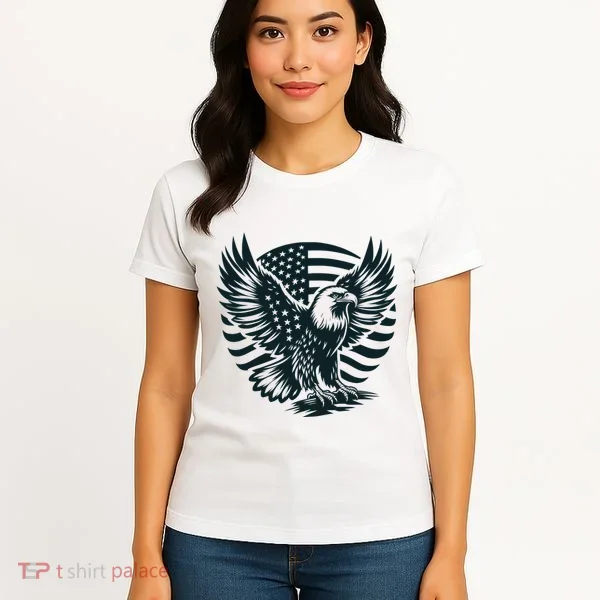 Eagle With American Flag Women's T-Shirt
