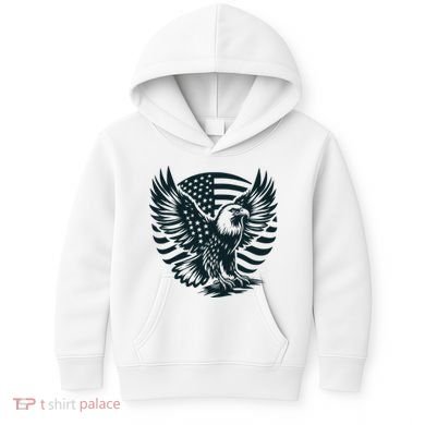 Eagle With American Flag Kids Hoodie