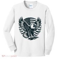 Eagle With American Flag Kids Long Sleeve Shirt thumb 0