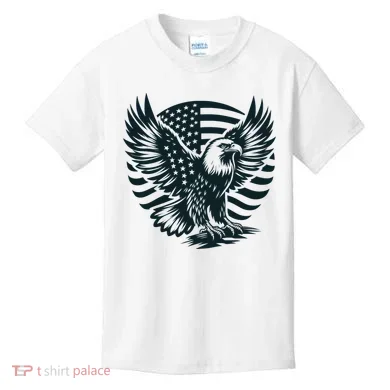 Eagle With American Flag Kids T-Shirt