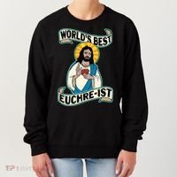 Euchre WorldS Best Euchre Ist Jesus Pun Women's Sweatshirt thumb 0