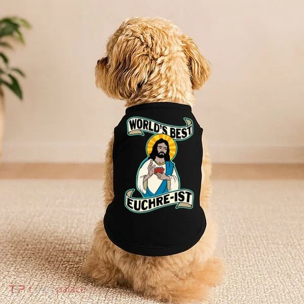 Euchre WorldS Best Euchre Ist Jesus Pun Doggie Tank