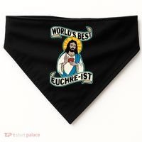 Euchre WorldS Best Euchre Ist Jesus Pun USA-Made Doggie Bandana thumb 0
