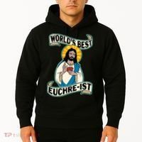 Euchre WorldS Best Euchre Ist Jesus Pun Hoodie thumb 2