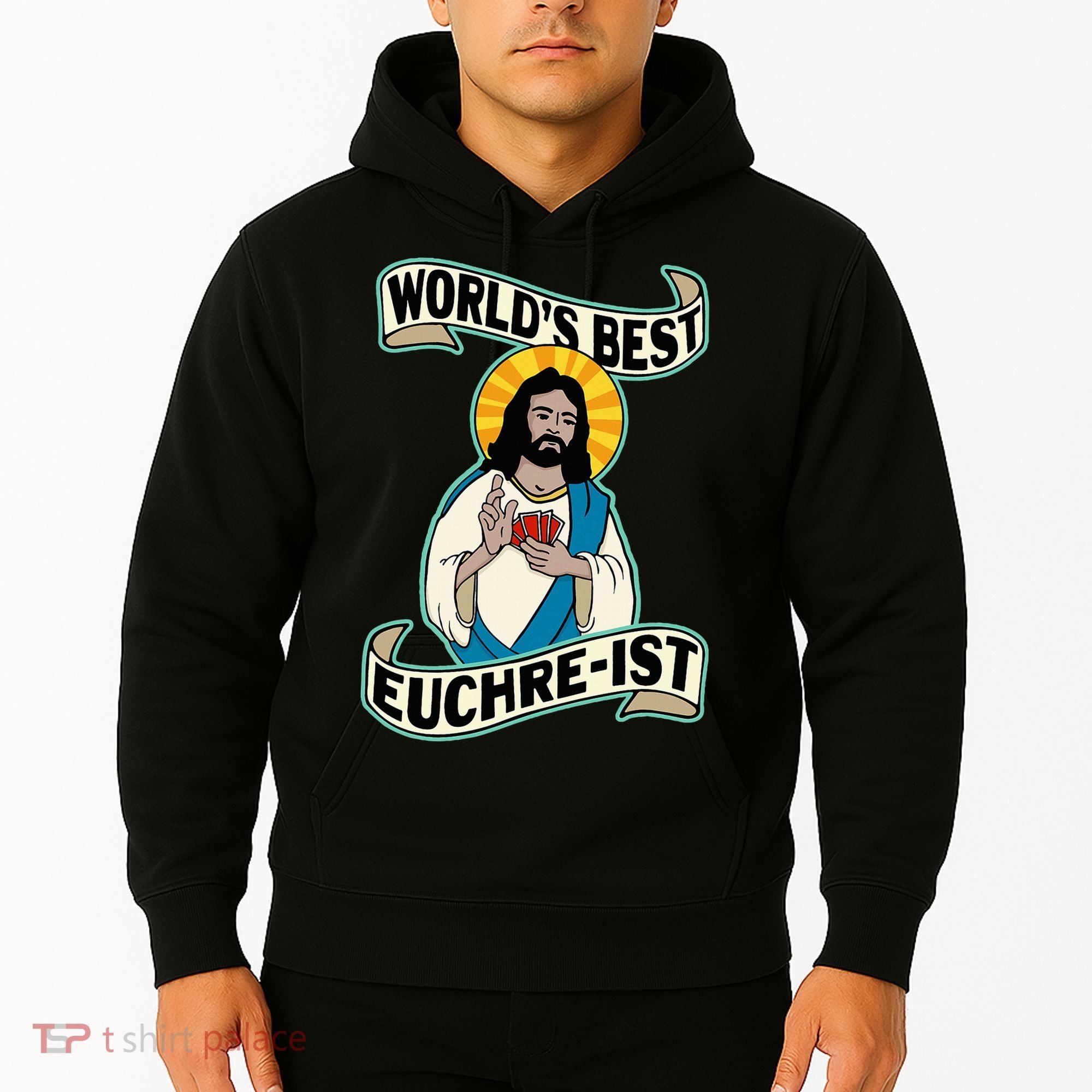 Euchre WorldS Best Euchre Ist Jesus Pun Hoodie