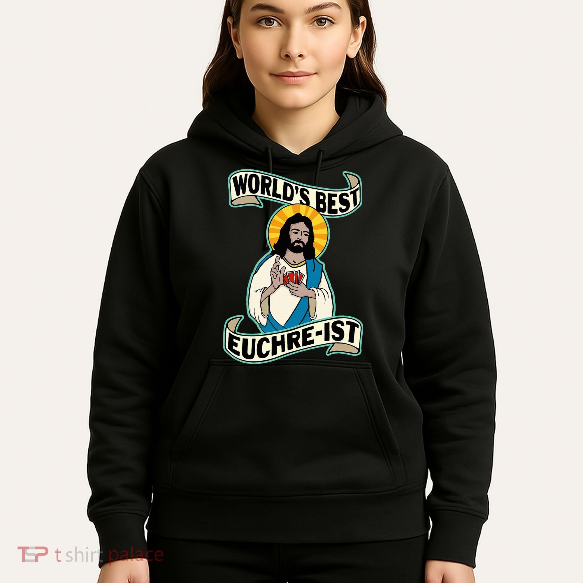 Euchre WorldS Best Euchre Ist Jesus Pun Hoodie