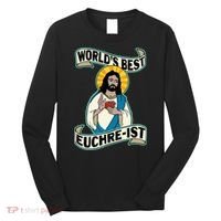 Euchre WorldS Best Euchre Ist Jesus Pun Long Sleeve Shirt thumb 0