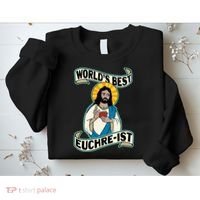 Euchre WorldS Best Euchre Ist Jesus Pun Sweatshirt thumb 2
