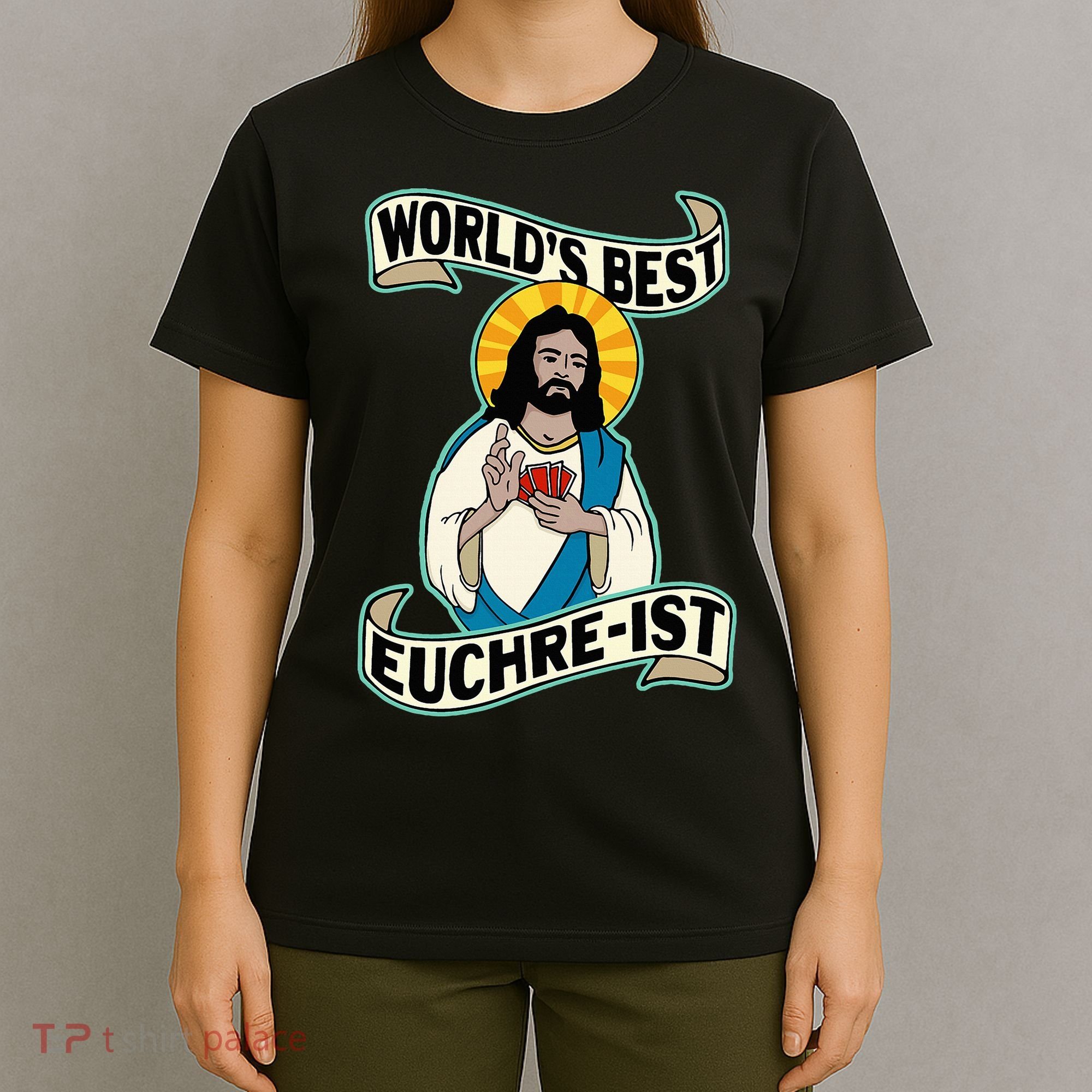 Euchre WorldS Best Euchre Ist Jesus Pun T-Shirt