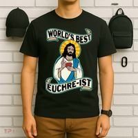 Euchre WorldS Best Euchre Ist Jesus Pun T-Shirt thumb 6