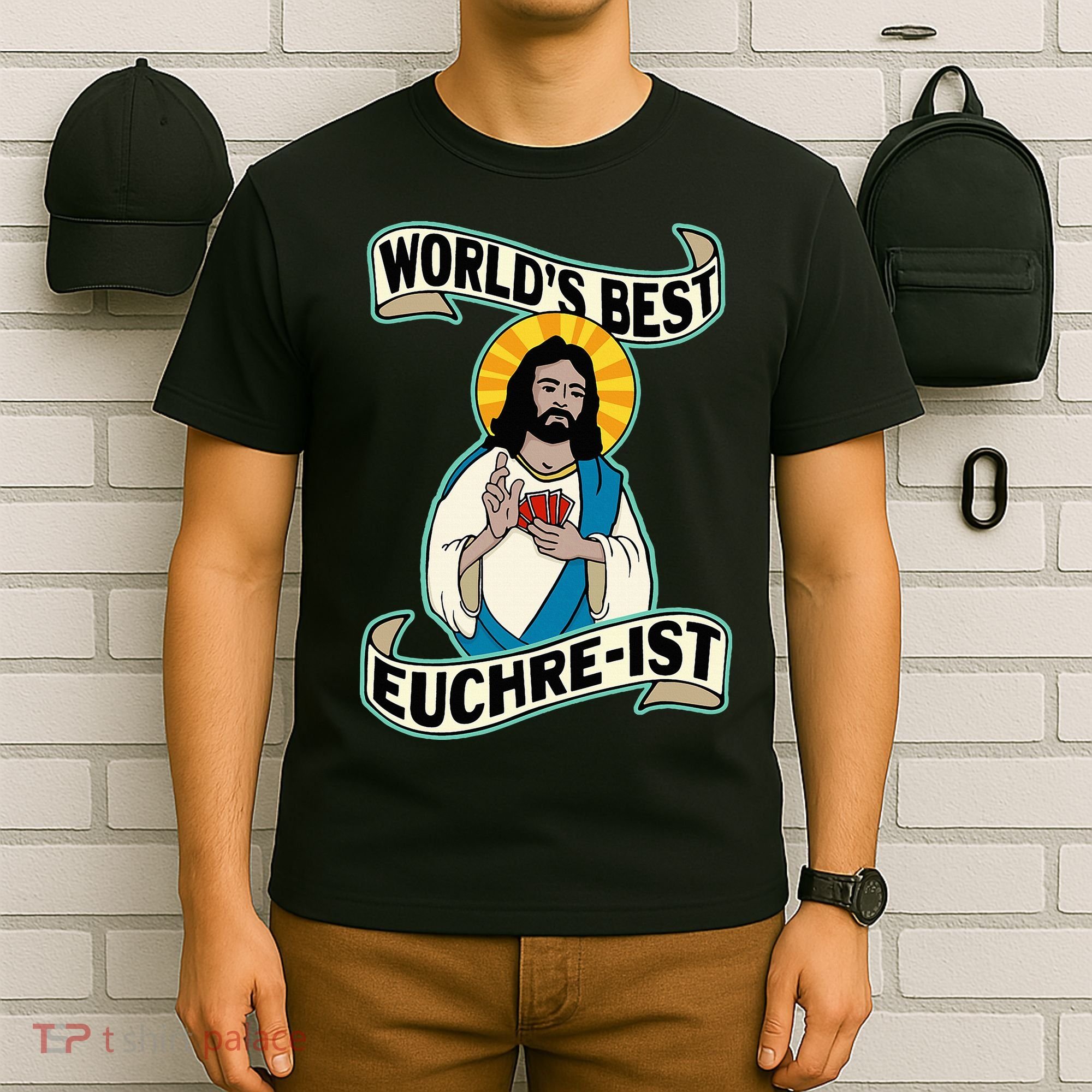 Euchre WorldS Best Euchre Ist Jesus Pun T-Shirt