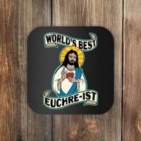 Euchre WorldS Best Euchre Ist Jesus Pun Coaster thumb 0