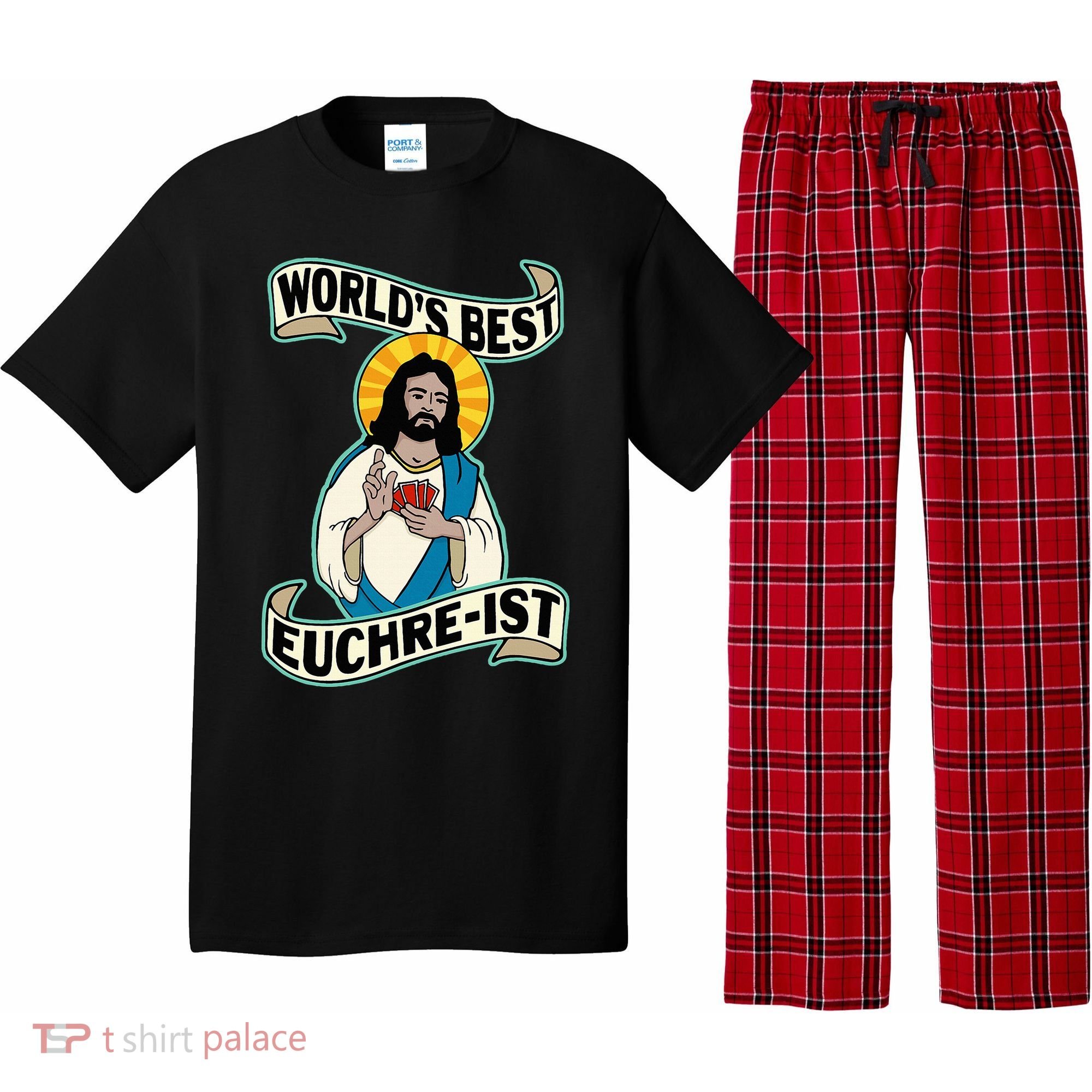 Euchre WorldS Best Euchre Ist Jesus Pun Pajama Set
