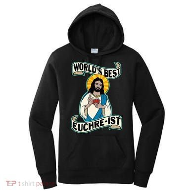 Euchre WorldS Best Euchre Ist Jesus Pun Women's Hoodie