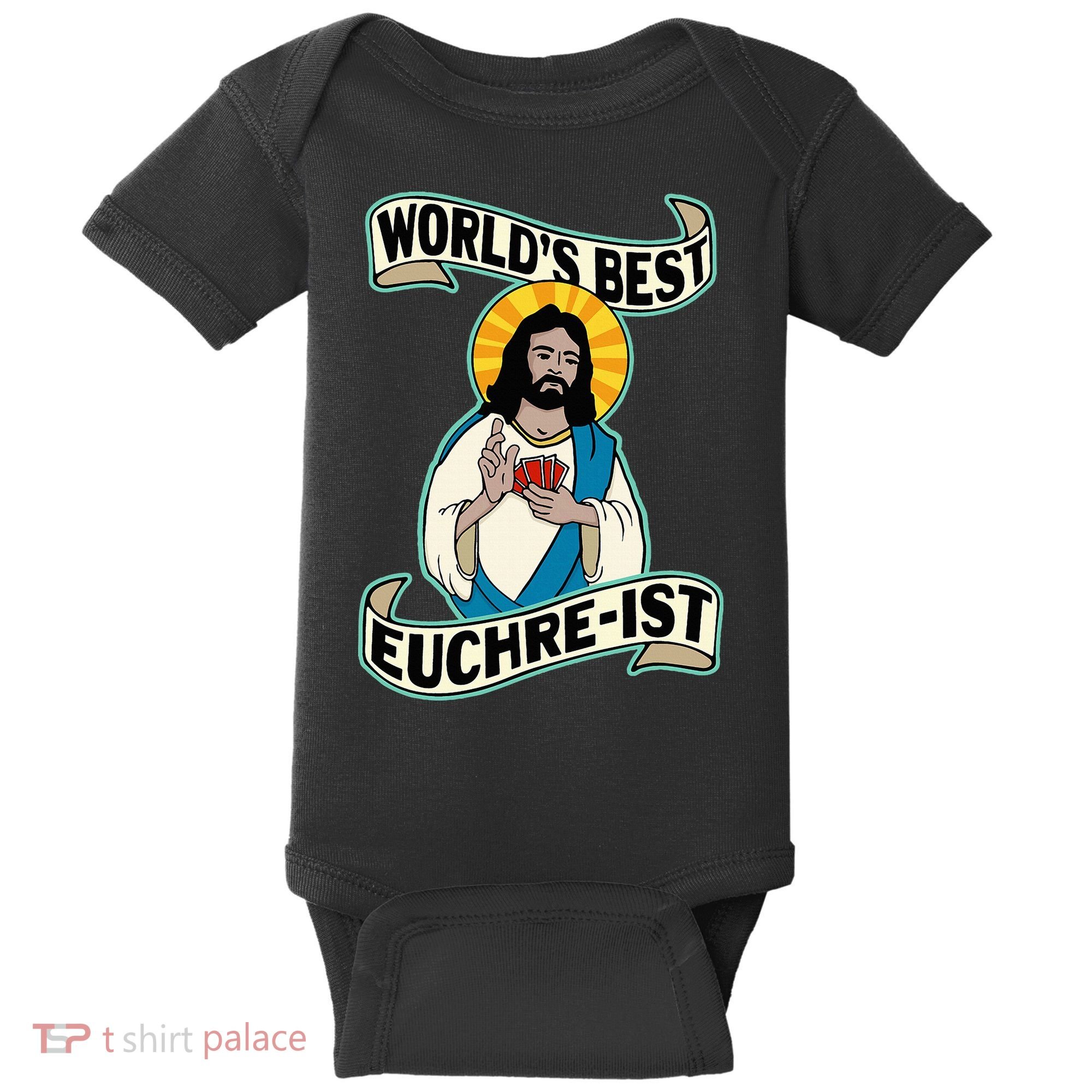 Euchre WorldS Best Euchre Ist Jesus Pun Baby Bodysuit
