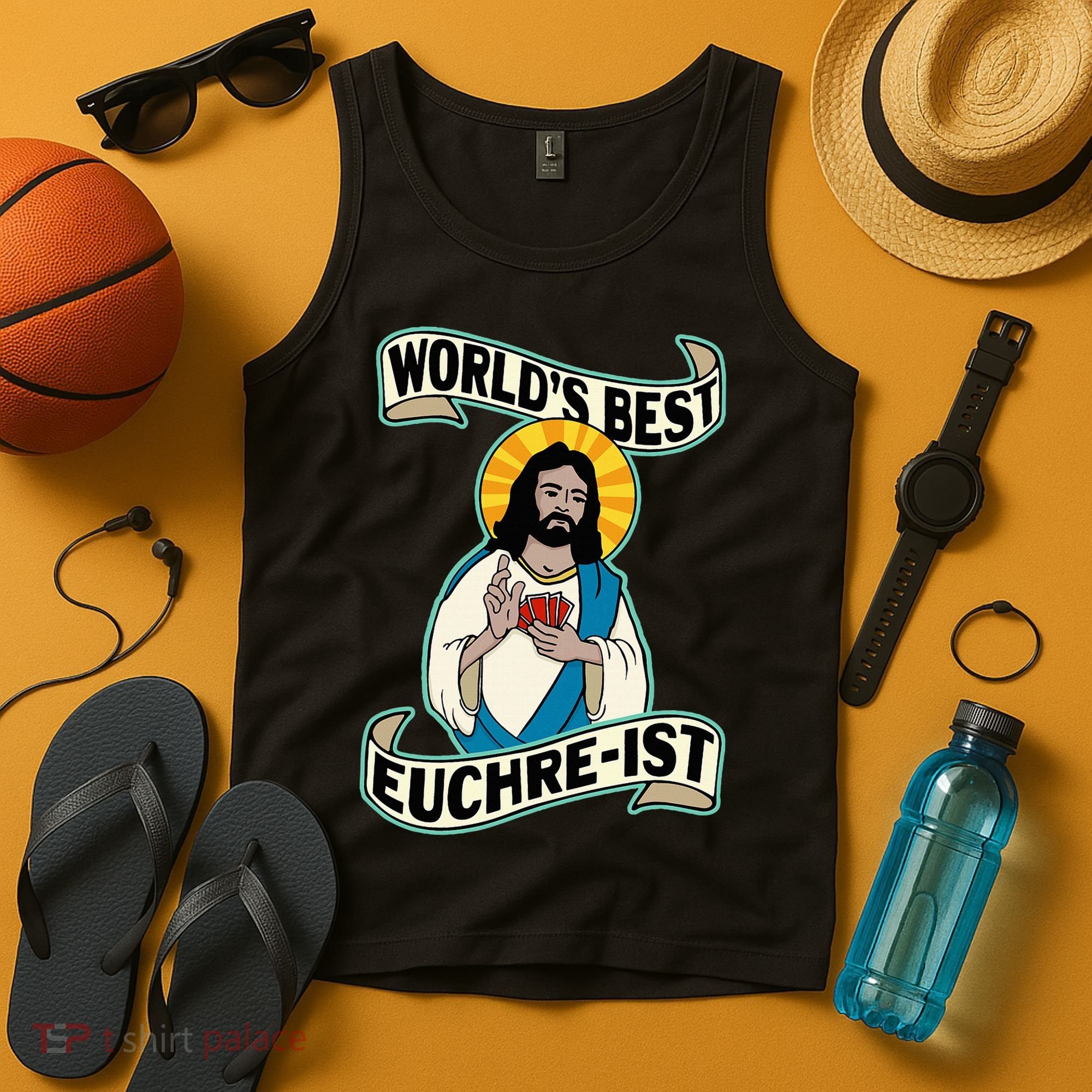Euchre WorldS Best Euchre Ist Jesus Pun Tank Top