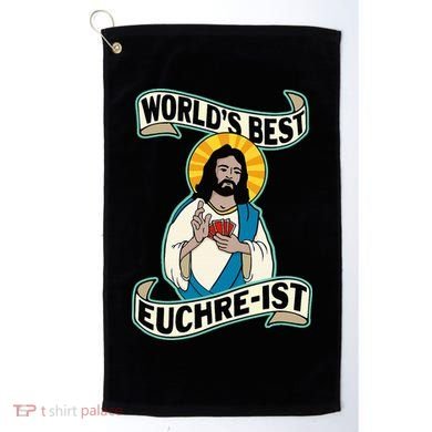 Euchre WorldS Best Euchre Ist Jesus Pun Golf Towel
