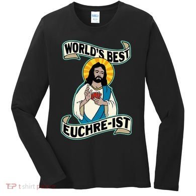 Euchre WorldS Best Euchre Ist Jesus Pun Women's Long Sleeve Shirt
