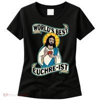 Euchre WorldS Best Euchre Ist Jesus Pun Women's T-Shirt thumb 0