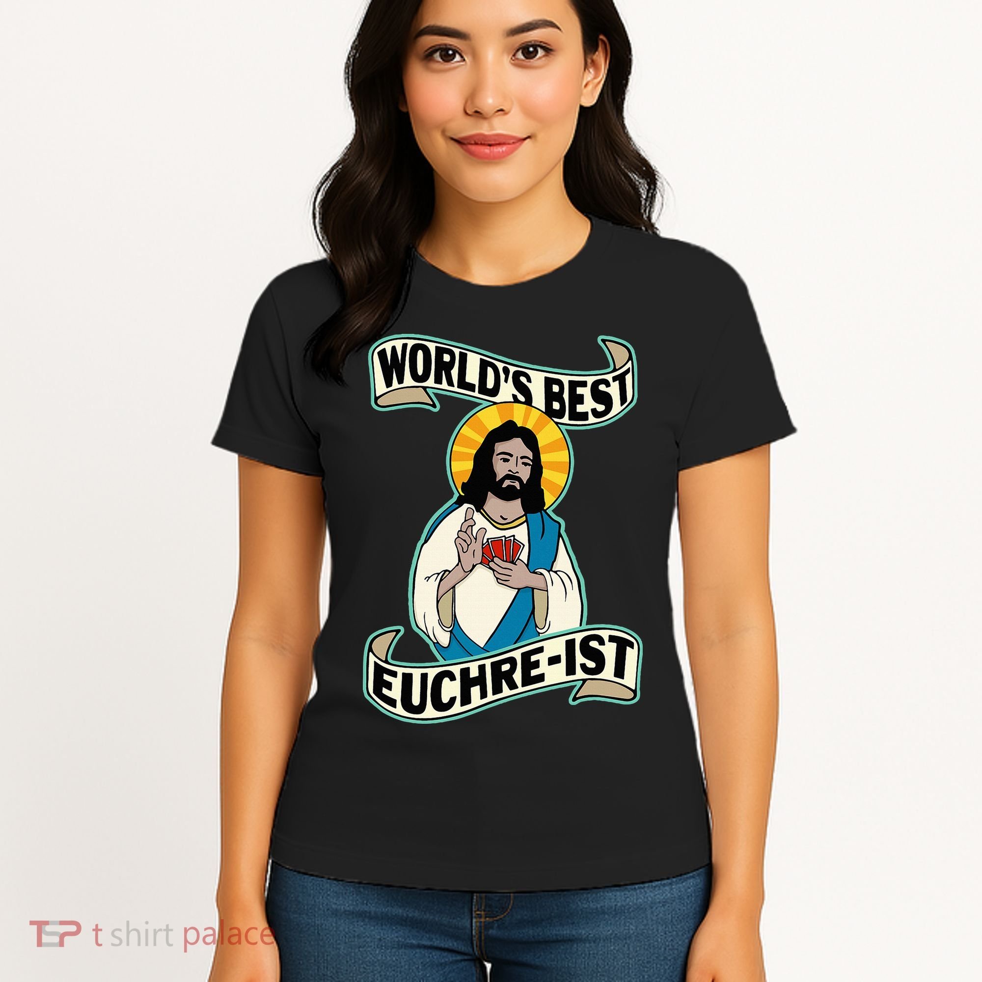Euchre WorldS Best Euchre Ist Jesus Pun Women's T-Shirt