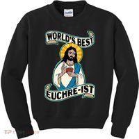Euchre WorldS Best Euchre Ist Jesus Pun Kids Sweatshirt thumb 0
