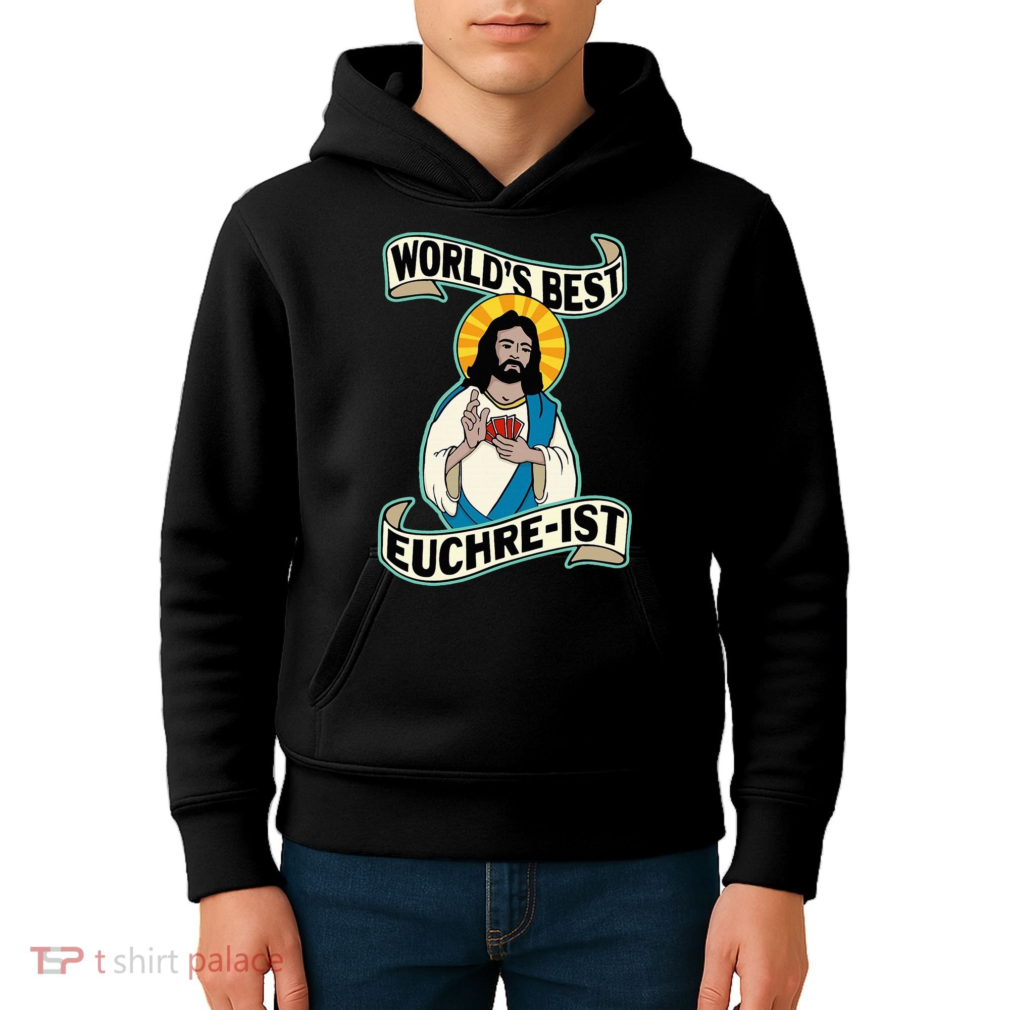 Euchre WorldS Best Euchre Ist Jesus Pun Kids Hoodie