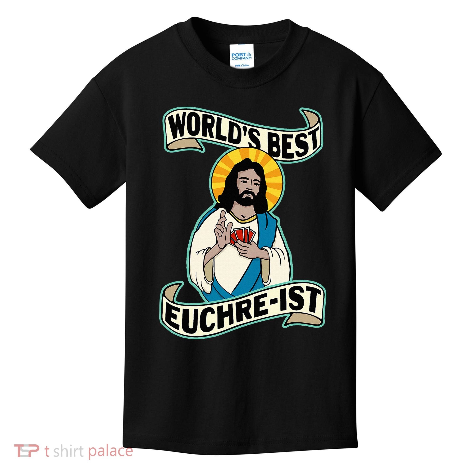 Euchre WorldS Best Euchre Ist Jesus Pun Kids T-Shirt