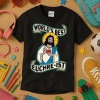 Euchre WorldS Best Euchre Ist Jesus Pun Kids T-Shirt thumb 3