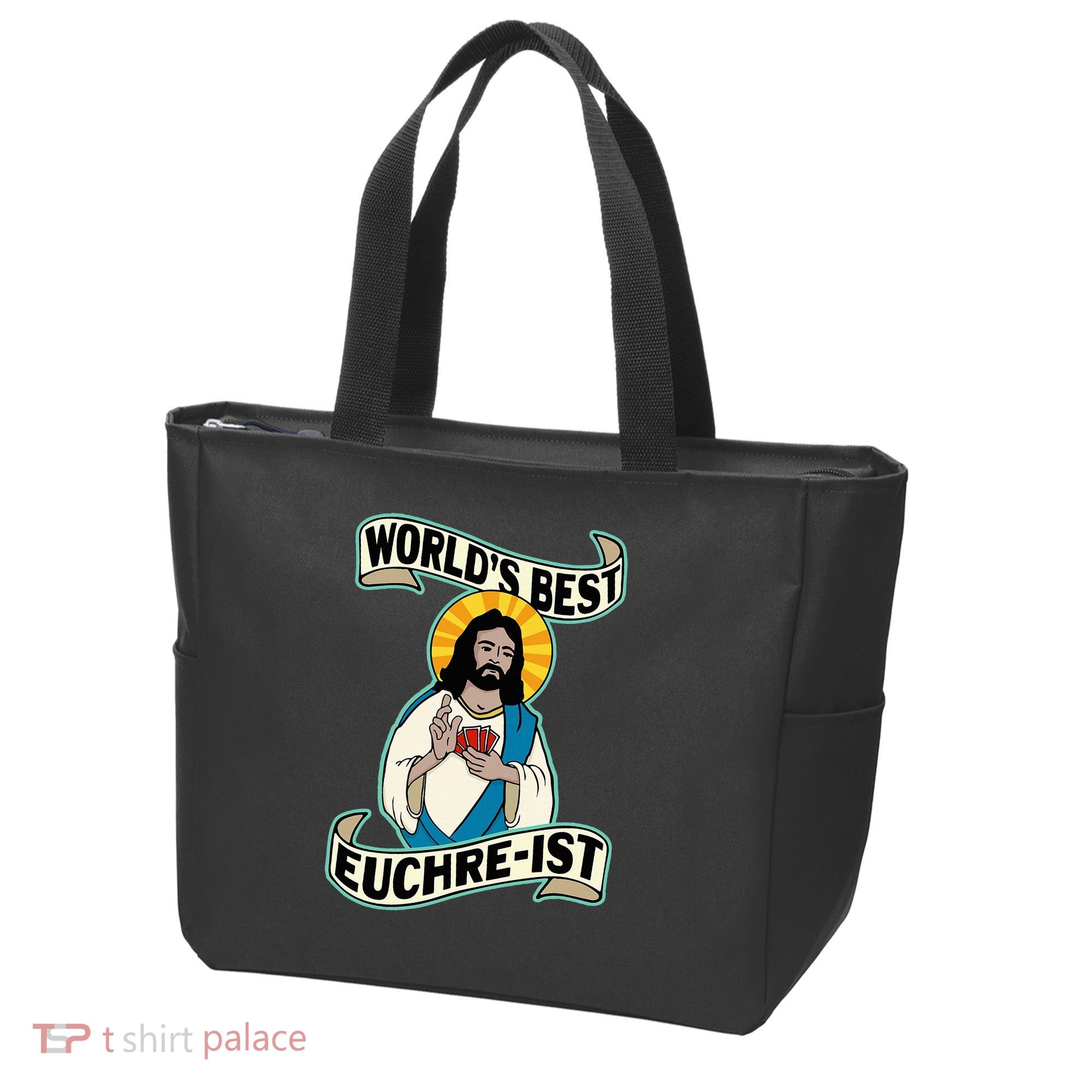 Euchre WorldS Best Euchre Ist Jesus Pun Tote Bag