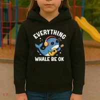 Everything Whale Be OK Kids Hoodie thumb 3