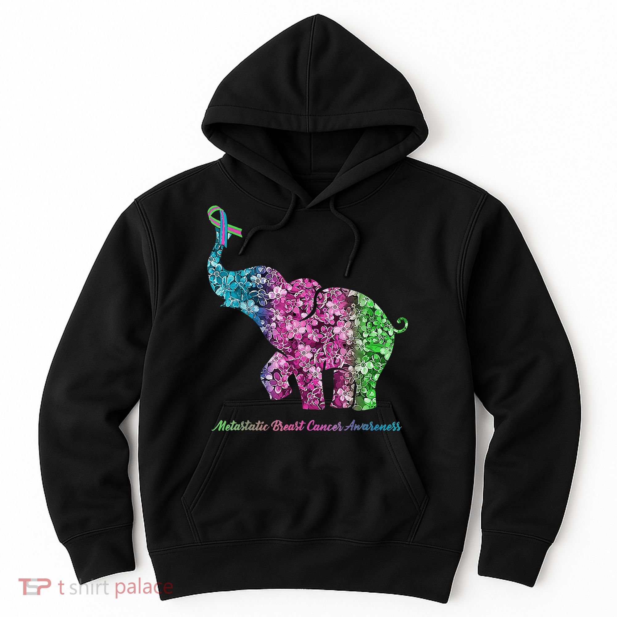 Elephant With Flower Metastatic Breast Cancer Awareness Hoodie