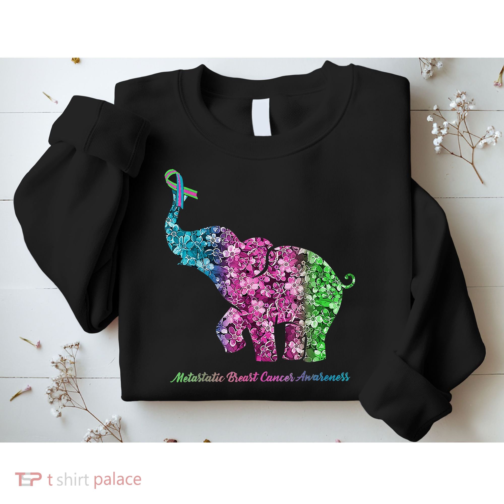 Elephant With Flower Metastatic Breast Cancer Awareness Sweatshirt