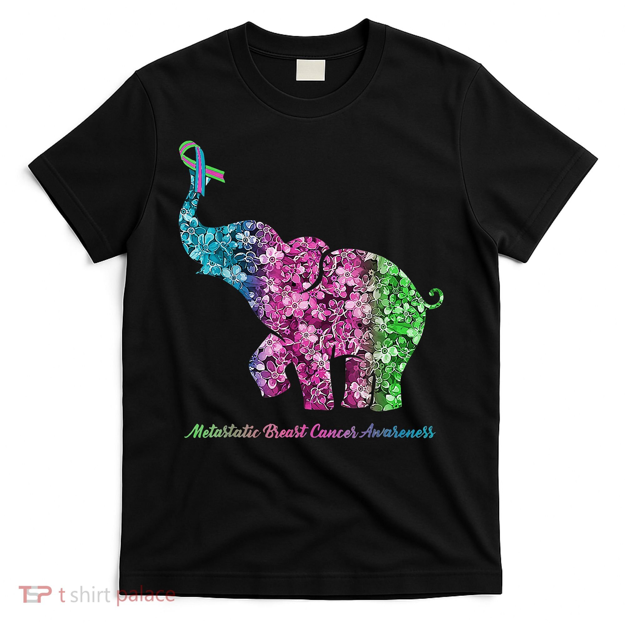 Elephant With Flower Metastatic Breast Cancer Awareness T-Shirt