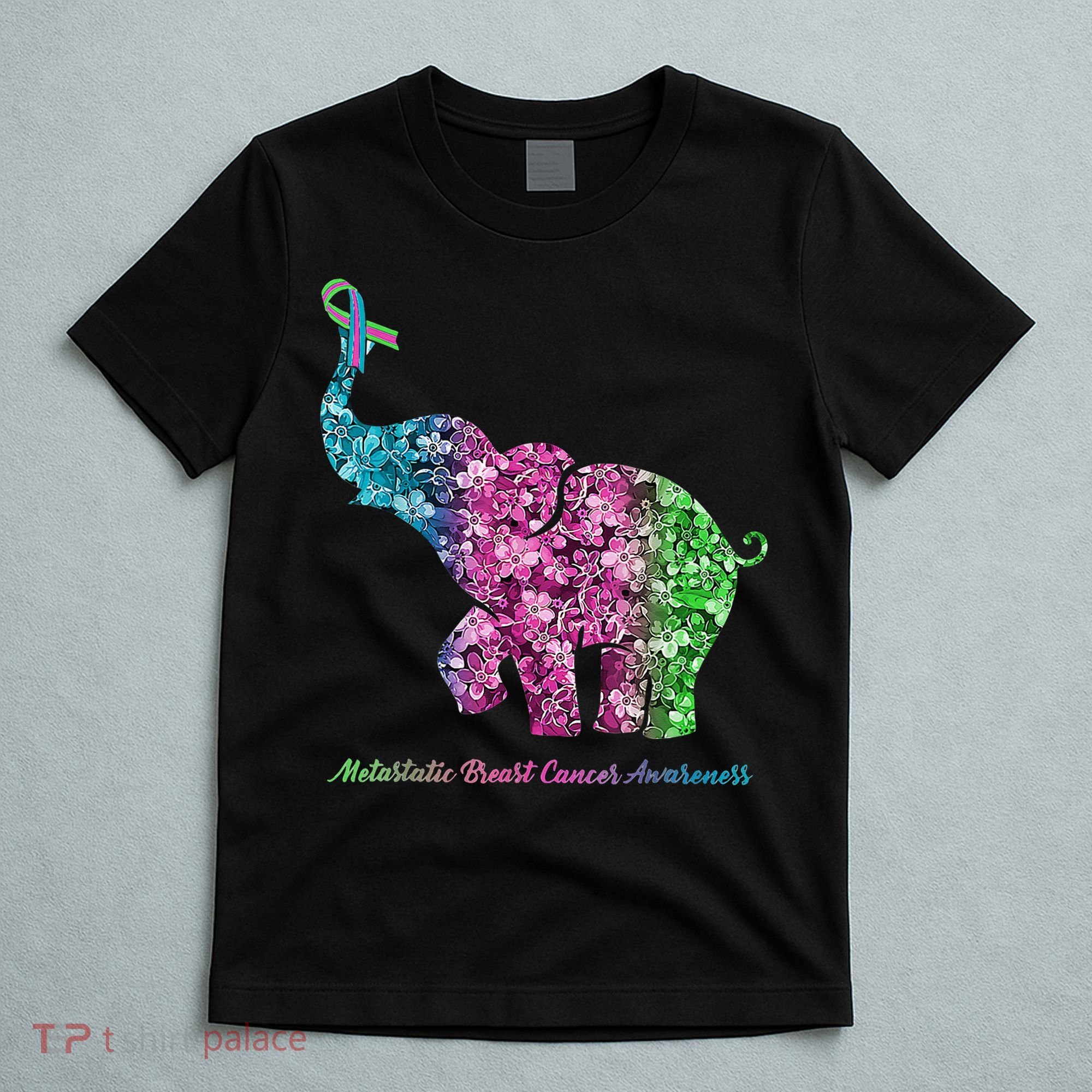 Elephant With Flower Metastatic Breast Cancer Awareness T-Shirt