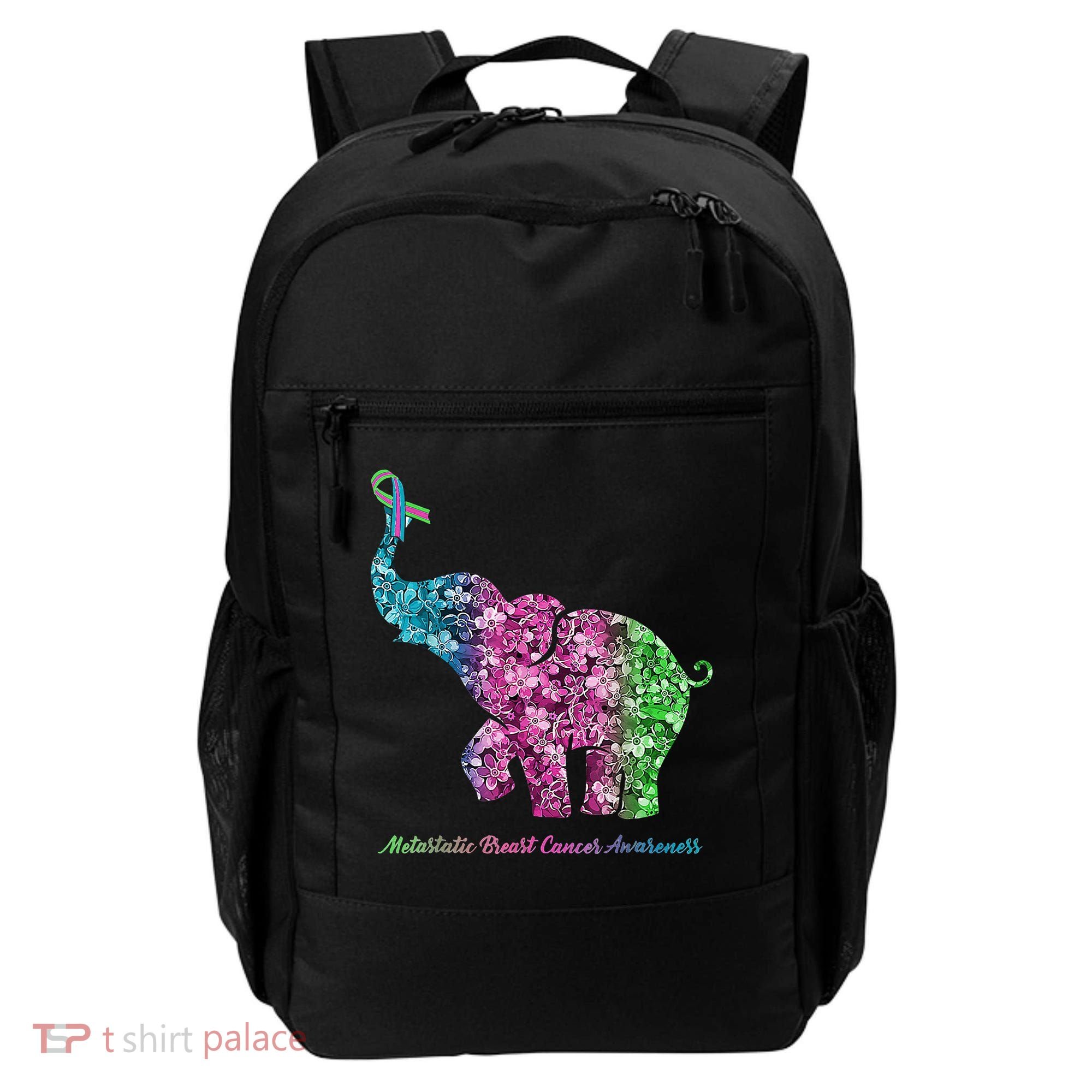 Elephant With Flower Metastatic Breast Cancer Awareness Backpack