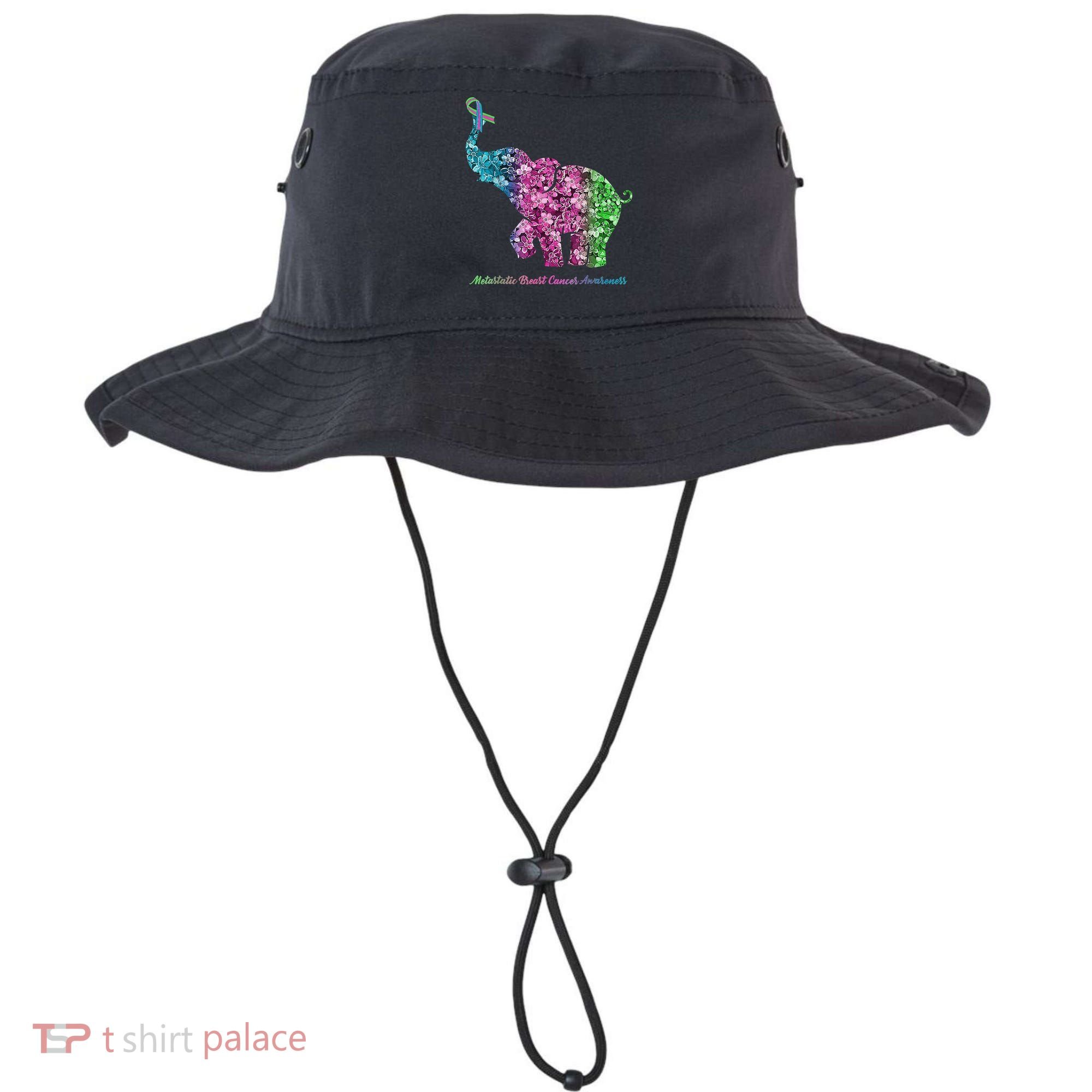 Elephant With Flower Metastatic Breast Cancer Awareness Bucket Hat
