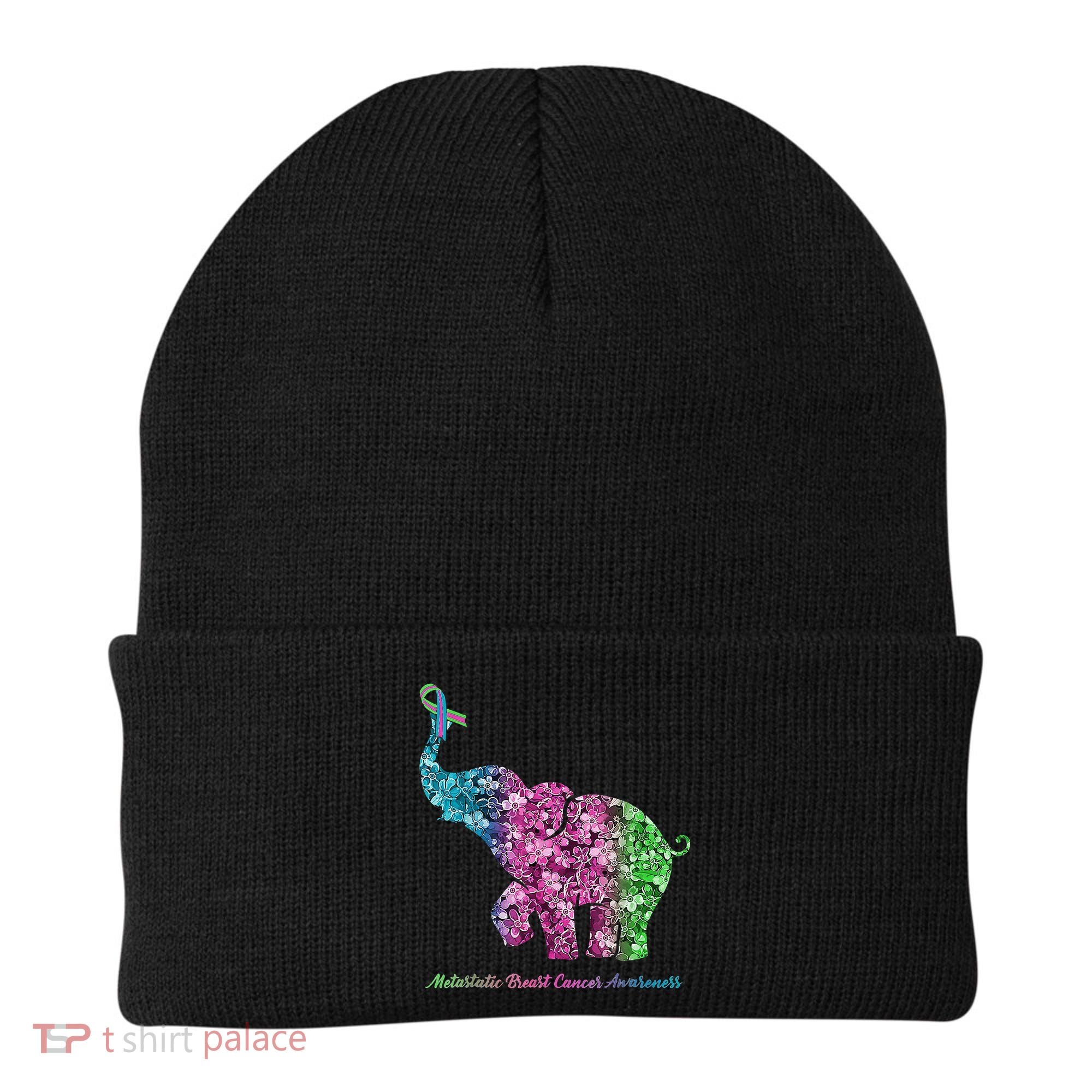 Elephant With Flower Metastatic Breast Cancer Awareness Beanie
