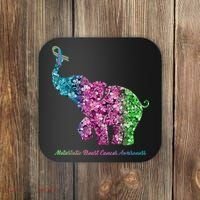 Elephant With Flower Metastatic Breast Cancer Awareness Coaster thumb 0