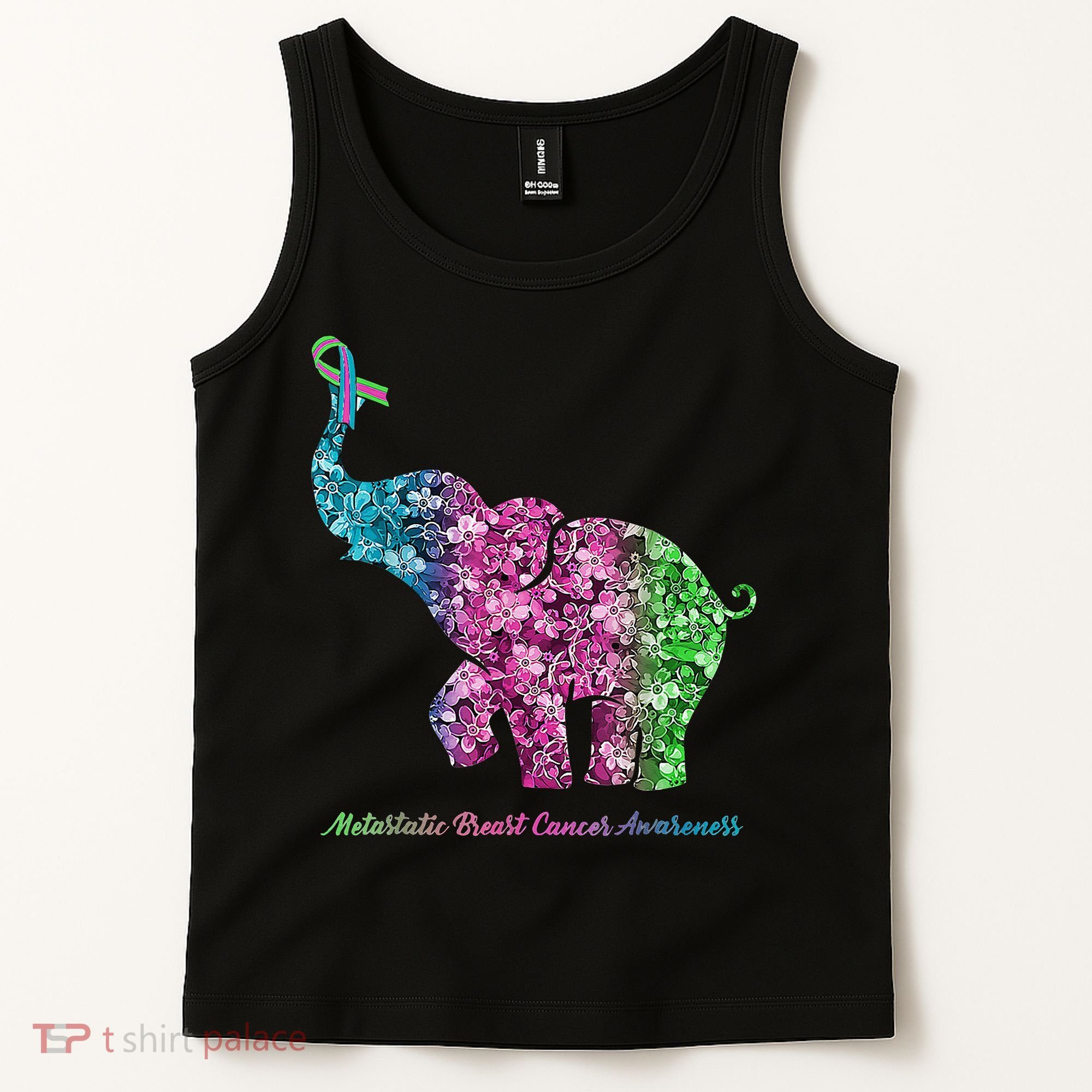 Elephant With Flower Metastatic Breast Cancer Awareness Tank Top