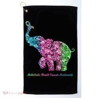 Elephant With Flower Metastatic Breast Cancer Awareness Golf Towel thumb 0